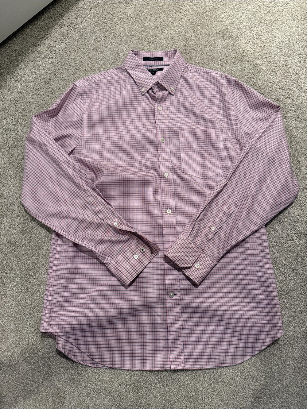 Men's Red White & Blue Check Button-Down Dress Shirt